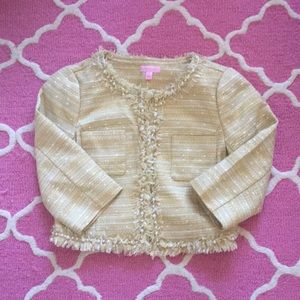 Lilly Pulitzer Gold Cropped Tweed Blazer
